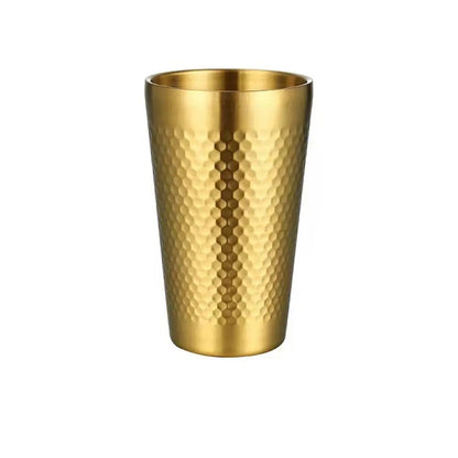 Stainless Steel Cold Water Drinks Cup Hammered Texture Double-Wall  Anti-fall Cups Milk Mugs For Kitchen Drinkware