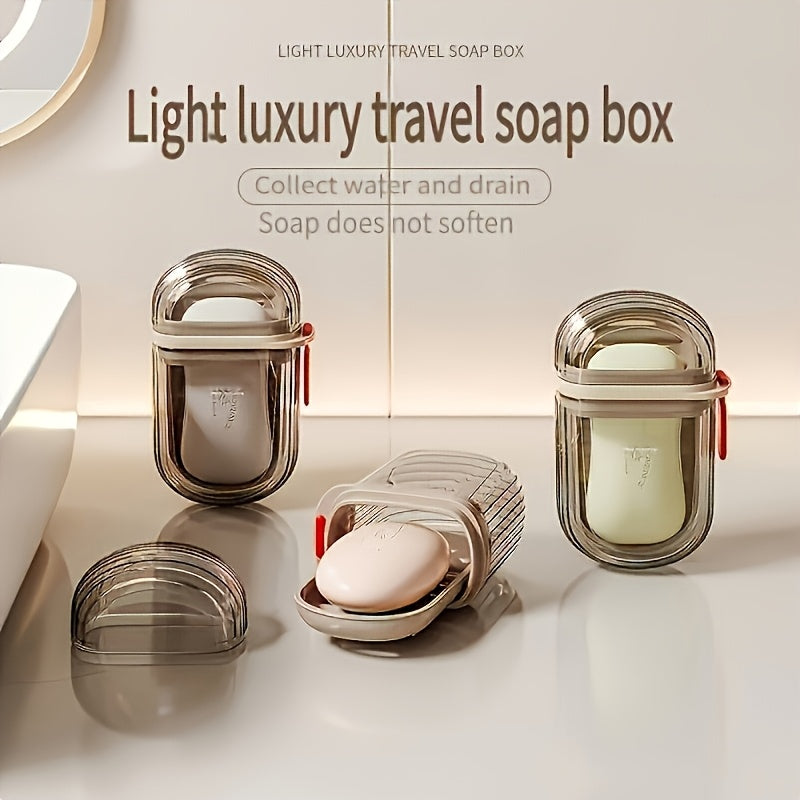 1/2pcs Portable Travel Soap Box and Toothbrush Holder, PVC Material with Drain Tray, Leakproof, Suitable for Toothbrushes and Soap Bars, Portable, Easy to Clean, Designed for Travel and Home Use, Toothbrush Holder