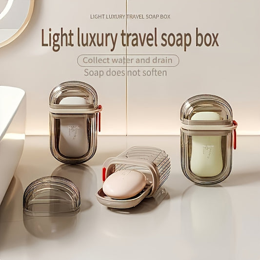 1/2pcs Portable Travel Soap Box and Toothbrush Holder, PVC Material with Drain Tray, Leakproof, Suitable for Toothbrushes and Soap Bars, Portable, Easy to Clean, Designed for Travel and Home Use, Toothbrush Holder