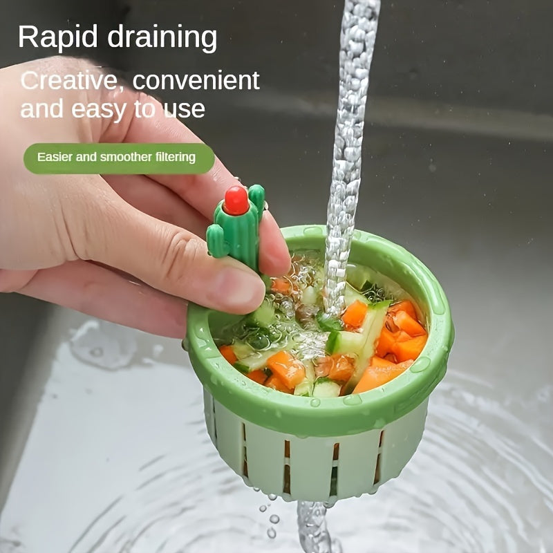 Cactus kitchen sink filters - push down pop-up basket, food waste separator with garbage filter, easy to clean, plastic material, kitchen sink accessories