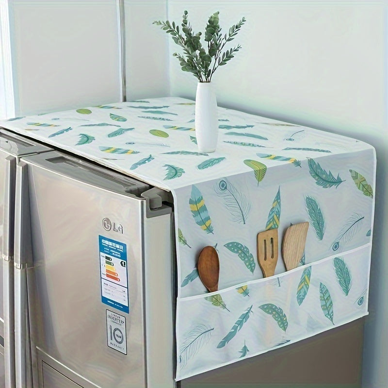 Dustproof fridge cover with pockets, waterproof cover for fridge, oil proof fridge organizer cover, kitchen accessories, kitchen organizer fridge accessories Plastic cover,