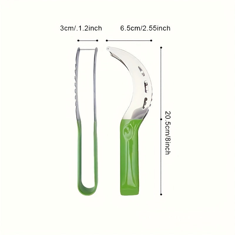 1 Watermelon Slicer, Stainless Steel Watermelon Chunk Slicer Fast Safe Watermelon Knife, Fast Safe Watermelon Cutter - Stainless Steel Fruit Salad And Melon Cube Cutter - Kitchen Gadgets And Additions