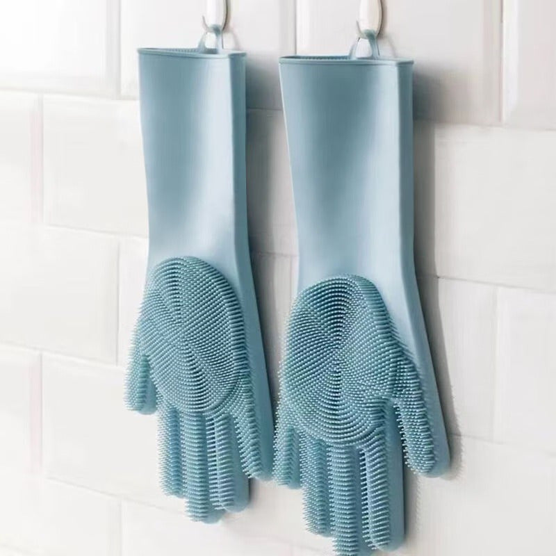 1 Pair Multi Purpose washing gloves pair with scrubbing for dish-fruit-car washing silicon magic