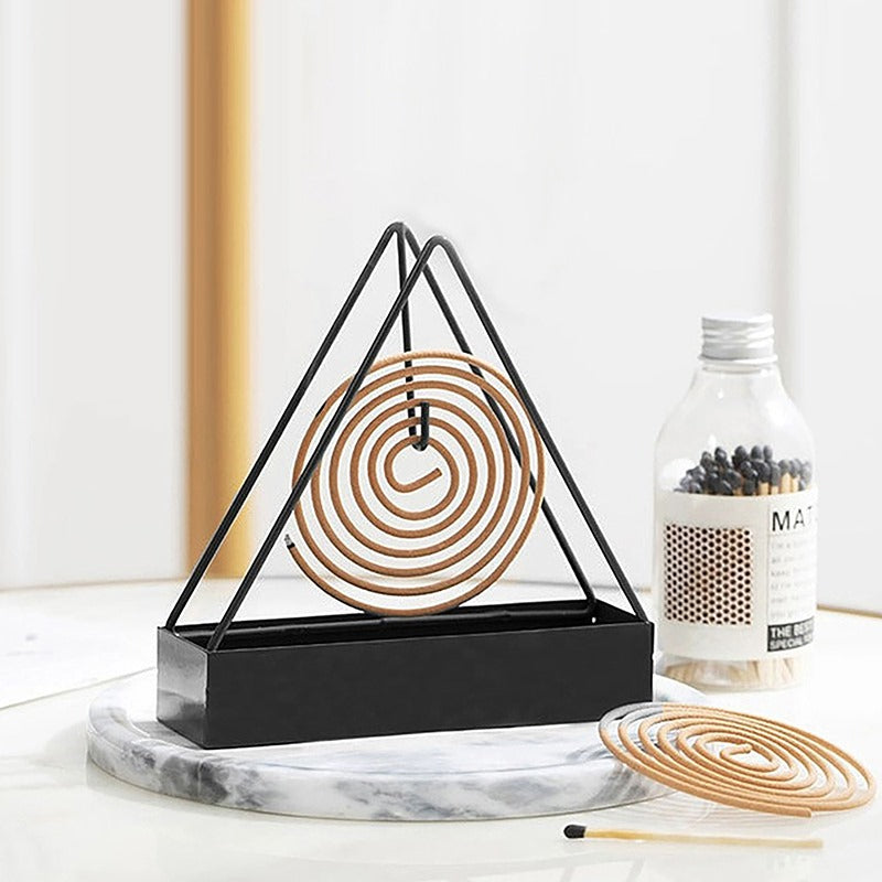 Anti-Scald Mosquito Coil Holder With Tray Creative Wrought Iron Triangular Shape Mosquito Repellent Incense Rack