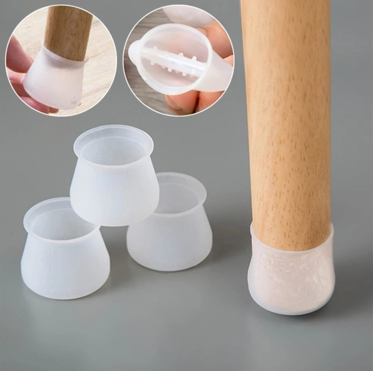 Silicone Furniture Leg Protection Cover Chair Leg Caps Silicone Floor Protector Round Furniture Table Feet Cover Anti-Slip Bottom Chair Pads Furniture Silicon Protection Cover White 4PCS
