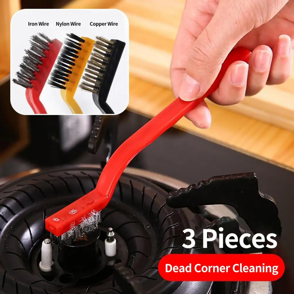 3pcs Mini Stainless Steel & Brass Rust Brush Set - Heavy-Duty Metal Polishing & Cleaning Tool Kit with Plastic Case for, Workshop, for rust, Corrosion Removal on Tools,,,, Bathrooms, Kitchens, - Wire