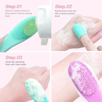 Portable Facial Nose Pore Cleaner Brushes Blackhead Remover Soft Silicone Finger Travel Massage Brush Face Washin Cleansing Tool