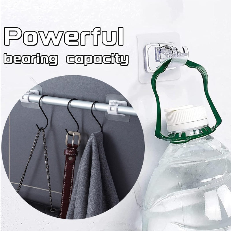 2pcs No-Drill Curtain Rod Hanger, Transparent Rod Hook, Self-Adhesive Rod Hanger, Heavy-Duty Tube Style Rod Hook, Window Decoration Installation, No-Drill Rod Hanger, Utility Hooks, Utility Hooks For Home Storage