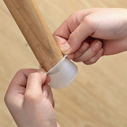 Silicone Furniture Leg Protection Cover Chair Leg Caps Silicone Floor Protector Round Furniture Table Feet Cover Anti-Slip Bottom Chair Pads Furniture Silicon Protection Cover White 4PCS