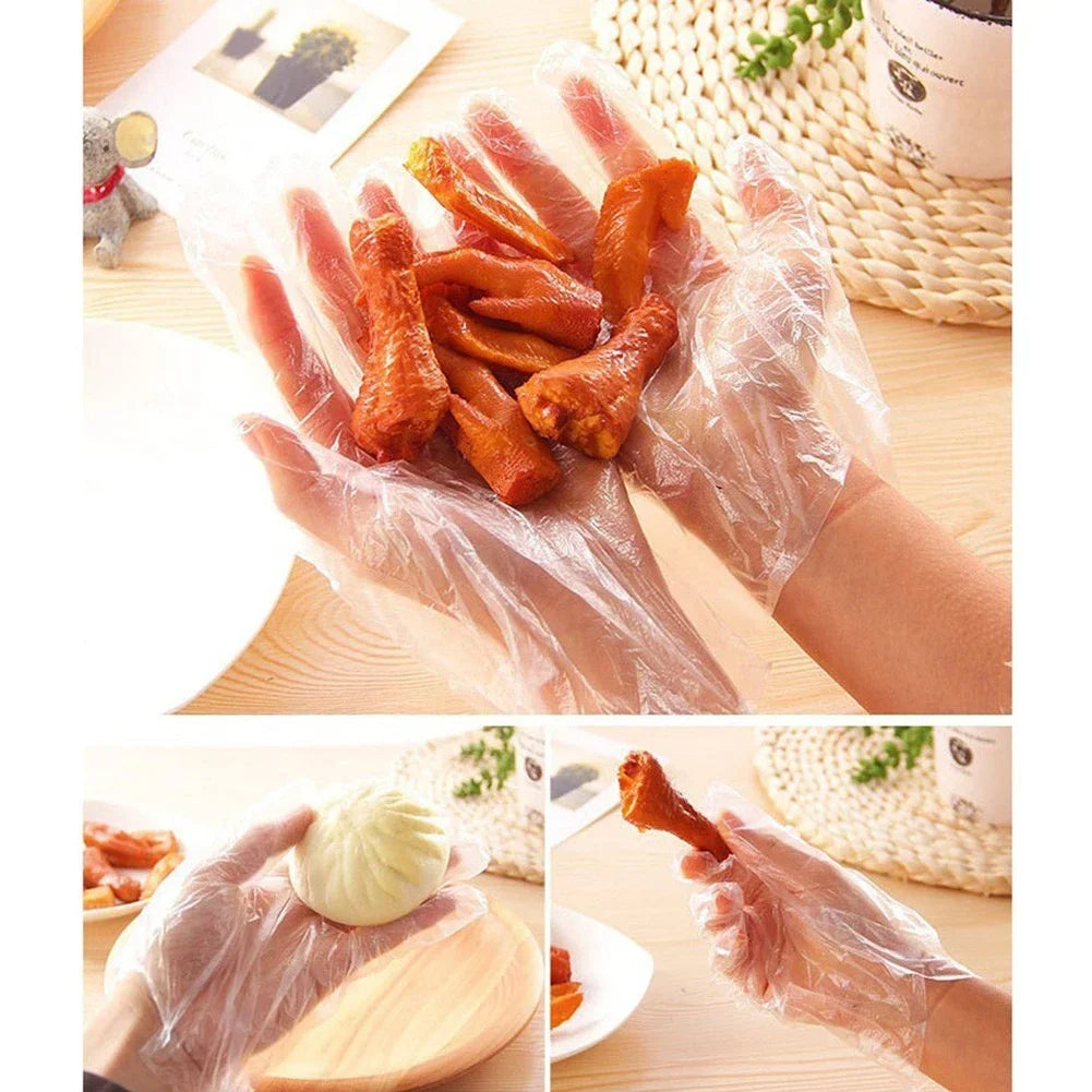 100pcs Disposable Gloves Transparent Eco-friendly Cleaning Gloves Plastic Gloves For DIY Cooking Kitchen Accessories