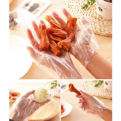 100pcs Disposable Gloves Transparent Eco-friendly Cleaning Gloves Plastic Gloves For DIY Cooking Kitchen Accessories