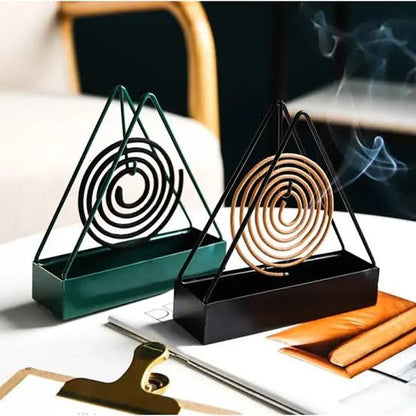 1pc Summer Mosquito Coil Holder Triangle Mosquito Coil Rack Floating Hanging Base Box Ash Catcher Creative Household Mosquito Coil Box Incense Burner, Mosquito Repellent, Outdoor Mosquito Protection, Triangle Design, Modern Incense Burner, Highquality Met