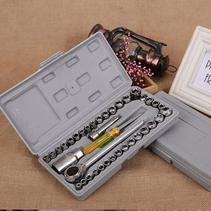 Combination Socket Wrench, 40 Pieces, Hand Tools, Wrench Set, Socket Wrench, Hand Tools, Garage Wrench, Ratchet Wrench