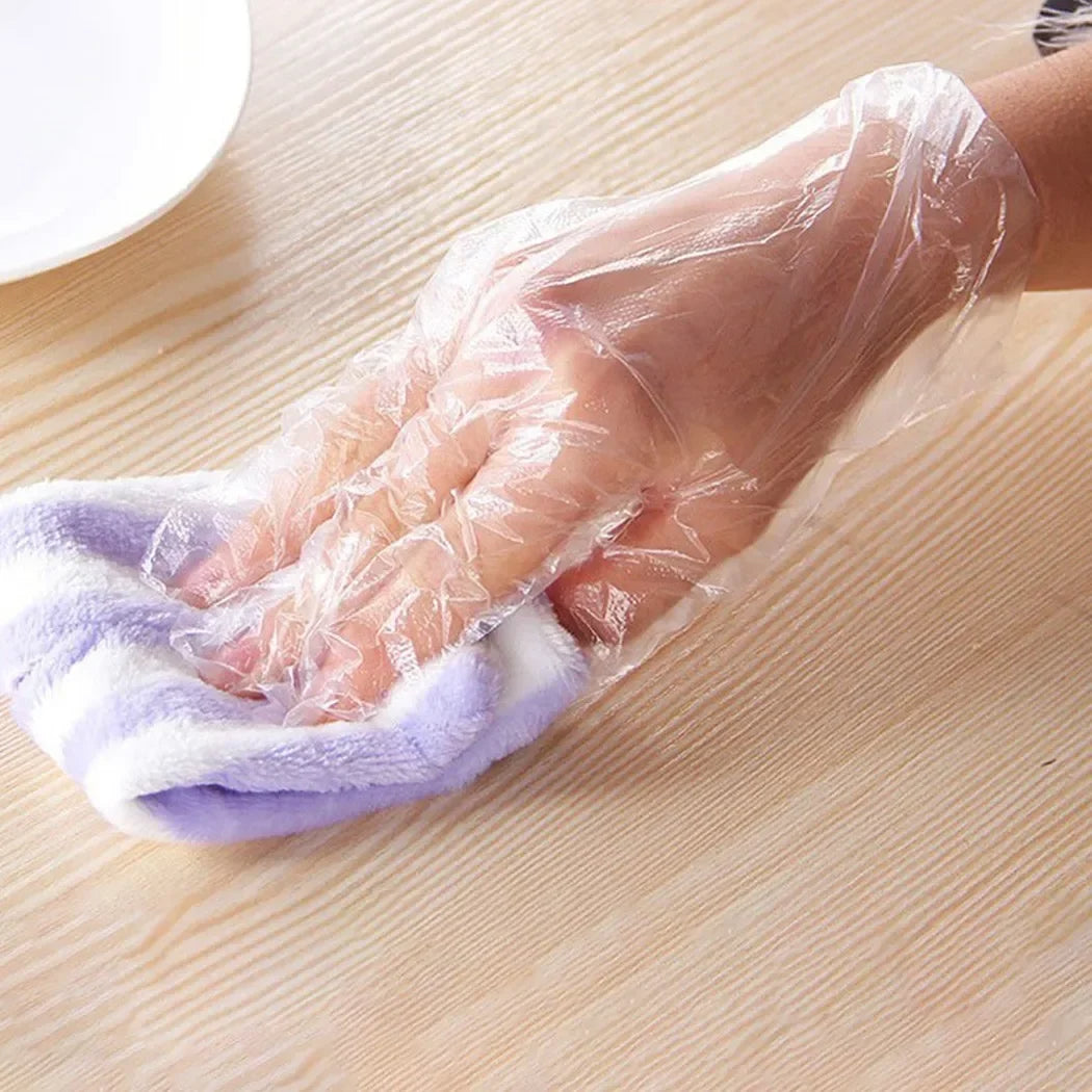 100pcs Disposable Gloves Transparent Eco-friendly Cleaning Gloves Plastic Gloves For DIY Cooking Kitchen Accessories