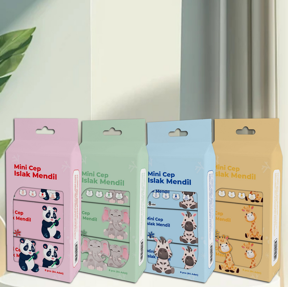 Mini 8PCS Pack Eco Wet Wipes Biodegradable Plant Fiber for Face Hands & Surface Cleaning Travel & Household Use