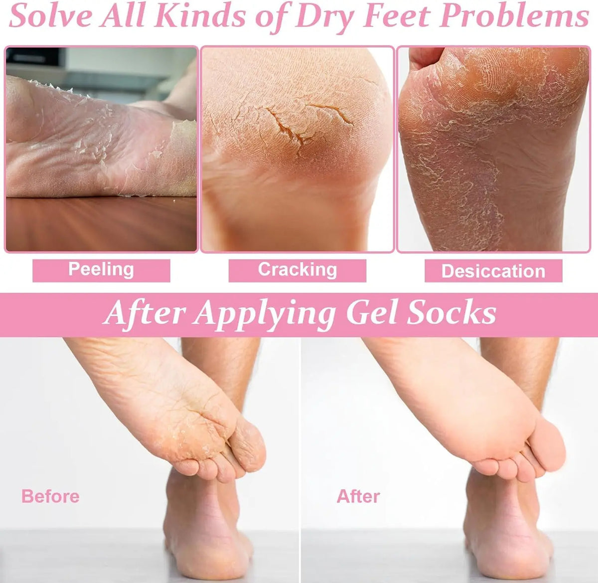 2pc Foot Care Spa Moisturizing Gel Socks Exfoliating Dry Cracked Soft Skin Sock Pedicure Hard Heel skin Protector Repairing