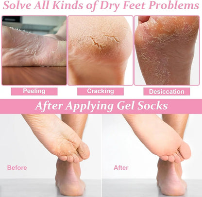 2pc Foot Care Spa Moisturizing Gel Socks Exfoliating Dry Cracked Soft Skin Sock Pedicure Hard Heel skin Protector Repairing