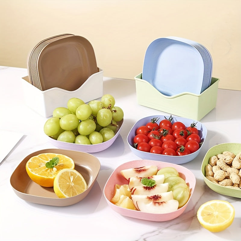10Pcs Multi-function Spit Bone Dish Household Food Grade Plastic Spit Bone Dish Round Square Set Dining Table Garbage Plate