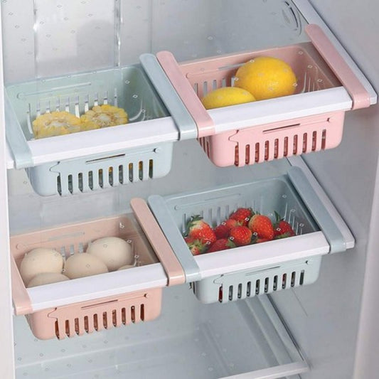 Maximize Your Fridge Space with Stretchable fridge organizer basket adjustable space saver storage basket kitchen accessories basket for fridge kitchen gadget basket for kitchen