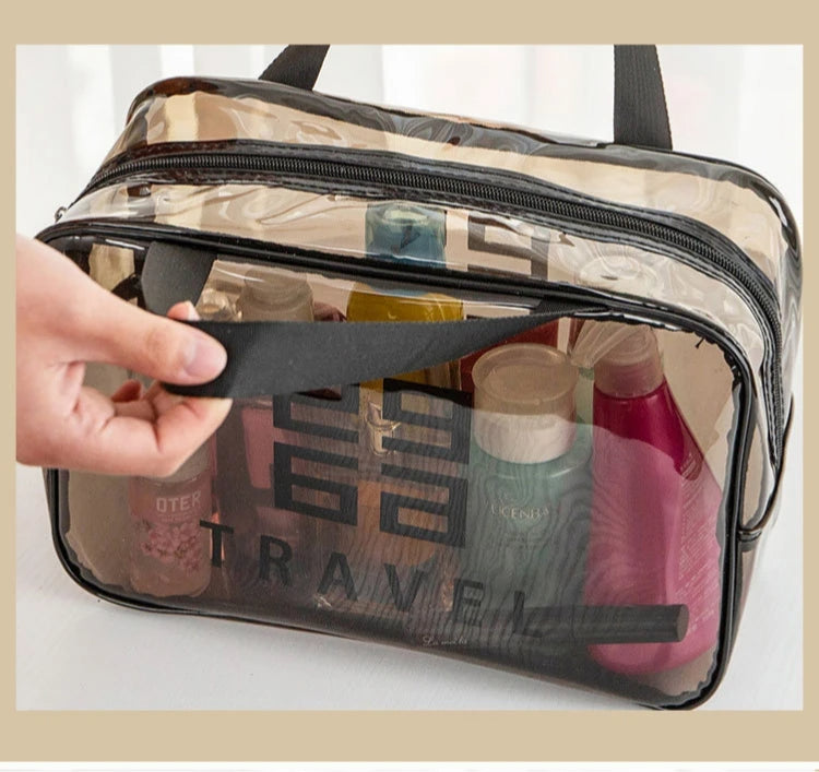 Imported Original Travel Makeup/Cosmetics Handy Clear/Transparent  (Wet and Dry) Bag
