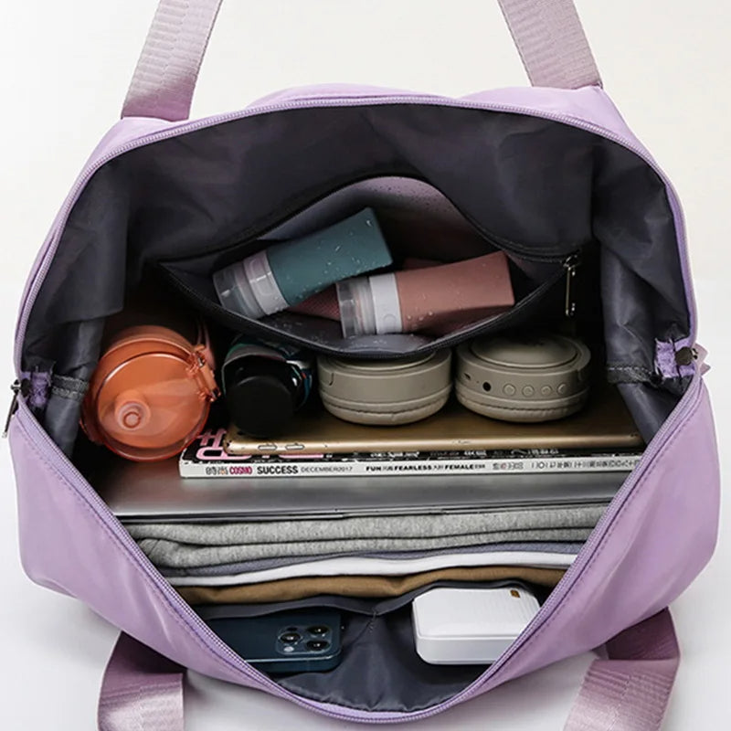 Expandable Oxford Pillow Bag Fashion Travel Duffel Bag Lightweight Foldable Travel Bag For Women And Men Tote Carry On Luggage Bag Weekender Overnight Bag