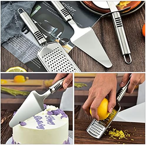 3 in 1 - Pizza cutter - cake server - Cheese grater . Pizza cutter set, pizza spatula, pizza cutter wheel, cheese planer, 3 pcs multi-functional combination set, which can be used for cutting and distributing various pizza cakes, grinding cheese, etc.