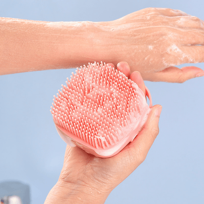 Silicone Body Bath Brush - Exfoliating, Massaging, and Cleansing Tool - Blue, Pink and Yellow