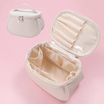 New Portable Women Makeup Bag PU Leather Large Travel Handbag Waterproof Storage Case Multifunction Toiletry Organizer