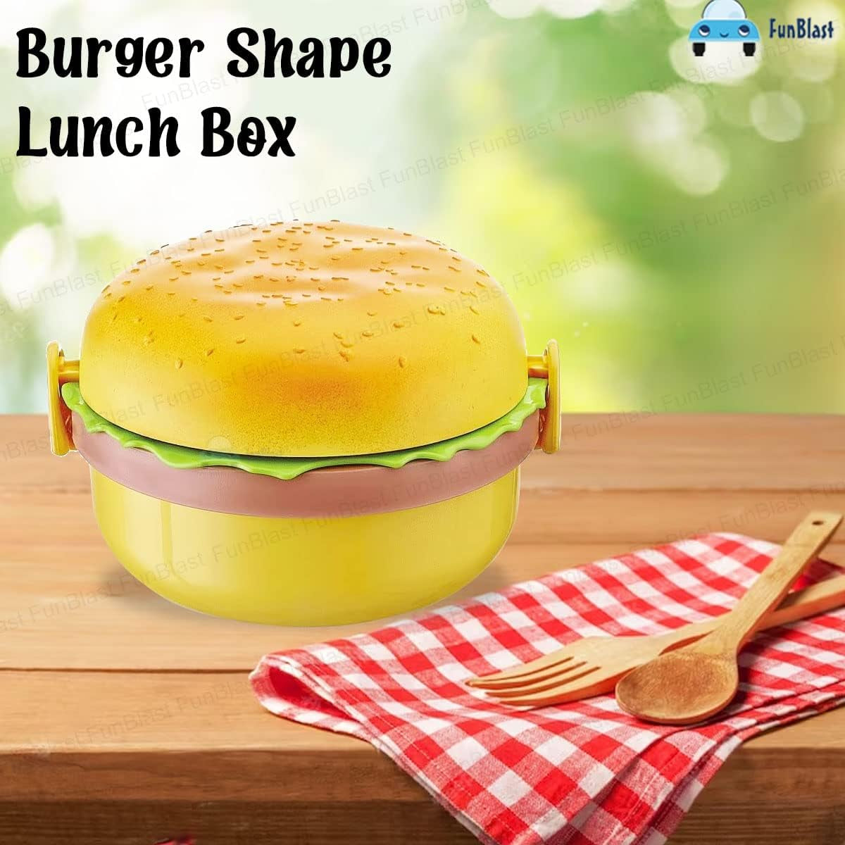 Burger Shape Lunch Box for Kids - Lunch Box for Kids, Tiffin Box, Lunch Box Leak Proof Plastic Lunch Box, Lunch Box with