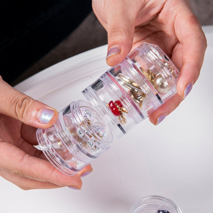 Multi-Layer Portable Transparent Round Stackable Jewelry Storage Box for Rings, Necklaces, Earrings, and Nail Art Accessories with Anti-Oxidation Protection, Jewelry Organizers