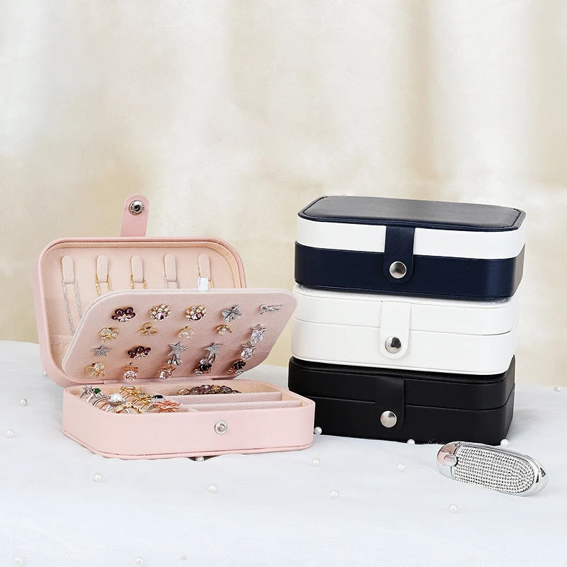 NEW PU Leather Jewelry Box Jewelry Storage Earring Packaging Display Boxes Storage Case Organizer for Home Travel Girl Gift