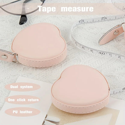 1Pc PU Leather Love Small Tape Measure Waist Tape Measure Home Use Cloth Measure 59.06 Inch Multifunctional Mini Measure
