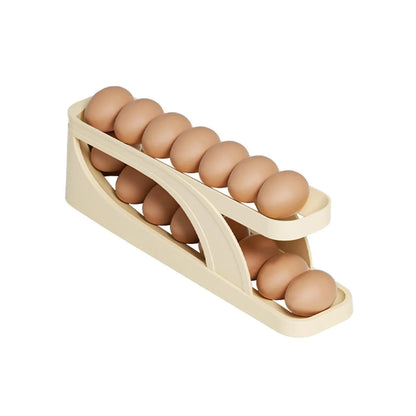 Automatic Scrolling Egg Rack Holder Storage Box Egg Basket Container Organizer Rolldown Refrigerator Egg Dispenser For Kitchen