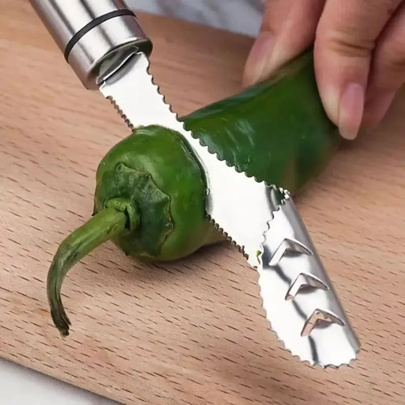 Jalapeno Pepper Chili Corer Remover Stainless Steel Corer Multifunctional Fruit Knife Coring Seed Digger Kitchen Accessories