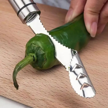 Jalapeno Pepper Chili Corer Remover Stainless Steel Corer Multifunctional Fruit Knife Coring Seed Digger Kitchen Accessories