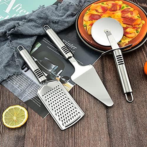 3 in 1 - Pizza cutter - cake server - Cheese grater . Pizza cutter set, pizza spatula, pizza cutter wheel, cheese planer, 3 pcs multi-functional combination set, which can be used for cutting and distributing various pizza cakes, grinding cheese, etc.