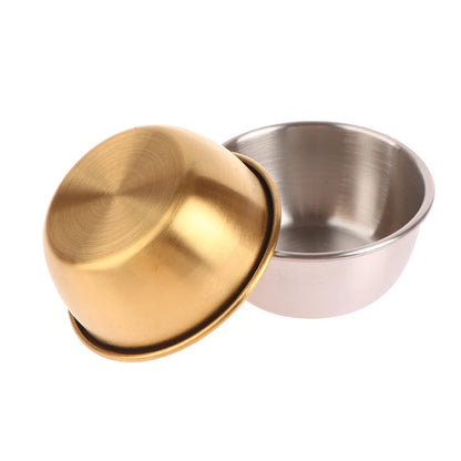 Golden sauce bowl premium quality . 7.3 cm . Reusable Stainless Steel Small Sauce Cup Seasoning Spice Dishes Ketchup Hot Pot Dipping Bowl Saucer Tableware Kitchen Supplies
