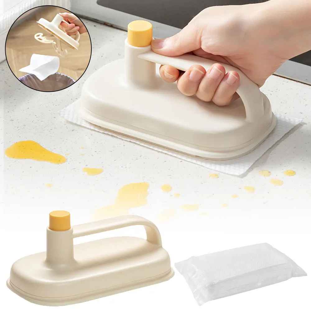 Replaceable Magic Brush Powerful Cleaning Cloth, Kitchen Grease Remover Cleaning Brush Household Fiber Rags - Kitchen Cleaning Magic Brush & Replaceable Disposable Magic Cloth, Replaceable Magic Brush Powerful Cleaning Cloth 50 Pec Cloth Free