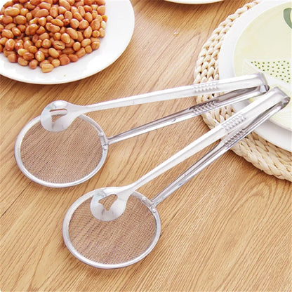 Household Stainless Steel Food Clip Snack Fryer Strainer Fried Tong Mesh Oil Strainer Colander Filter Oil Kitchen Cooking Tools