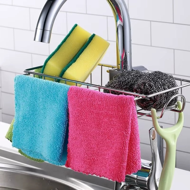 Stainless Steel Sink Faucet Rack Kitchen Storage Hanging Basket Rack