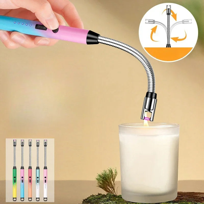 Rechargeable Electric Lighter - Windproof Electronic Pulse USB Charging Lighter Safety Ignition Switch Outdoor Kitchen Candle Electric Lighters