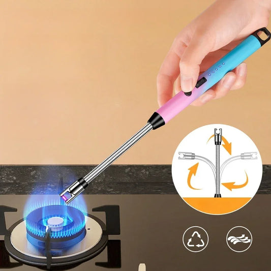 Rechargeable Electric Lighter - Windproof Electronic Pulse USB Charging Lighter Safety Ignition Switch Outdoor Kitchen Candle Electric Lighters