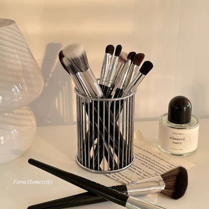 Elegant Golden Round Pen Holder - Multi-Functional Desk Organizer for Office, School Supplies & Accessories