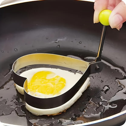 4pcs Heavy-Duty Stainless Steel Egg Molds Set with Heart, Star, Flower & Round Shapes - Non-Stick Baking Molds for Induction-Safe Omelets, Frittatas, Cakes, Pastries - Easy-Clean Egg Shapes for
