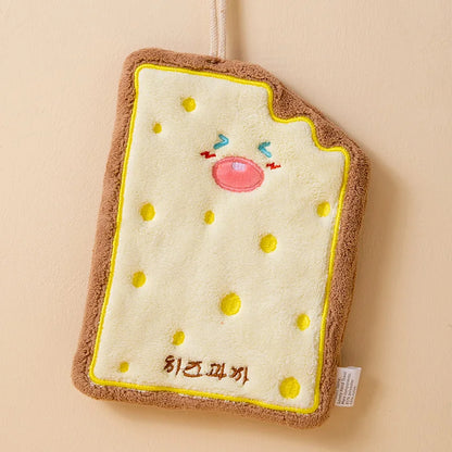 1pc Cute Cartoon Pattern Hanging Towel For Wiping Hands Absorbent Soft Towel With Hanging Loop For Bathroom, Bathroom Supplies