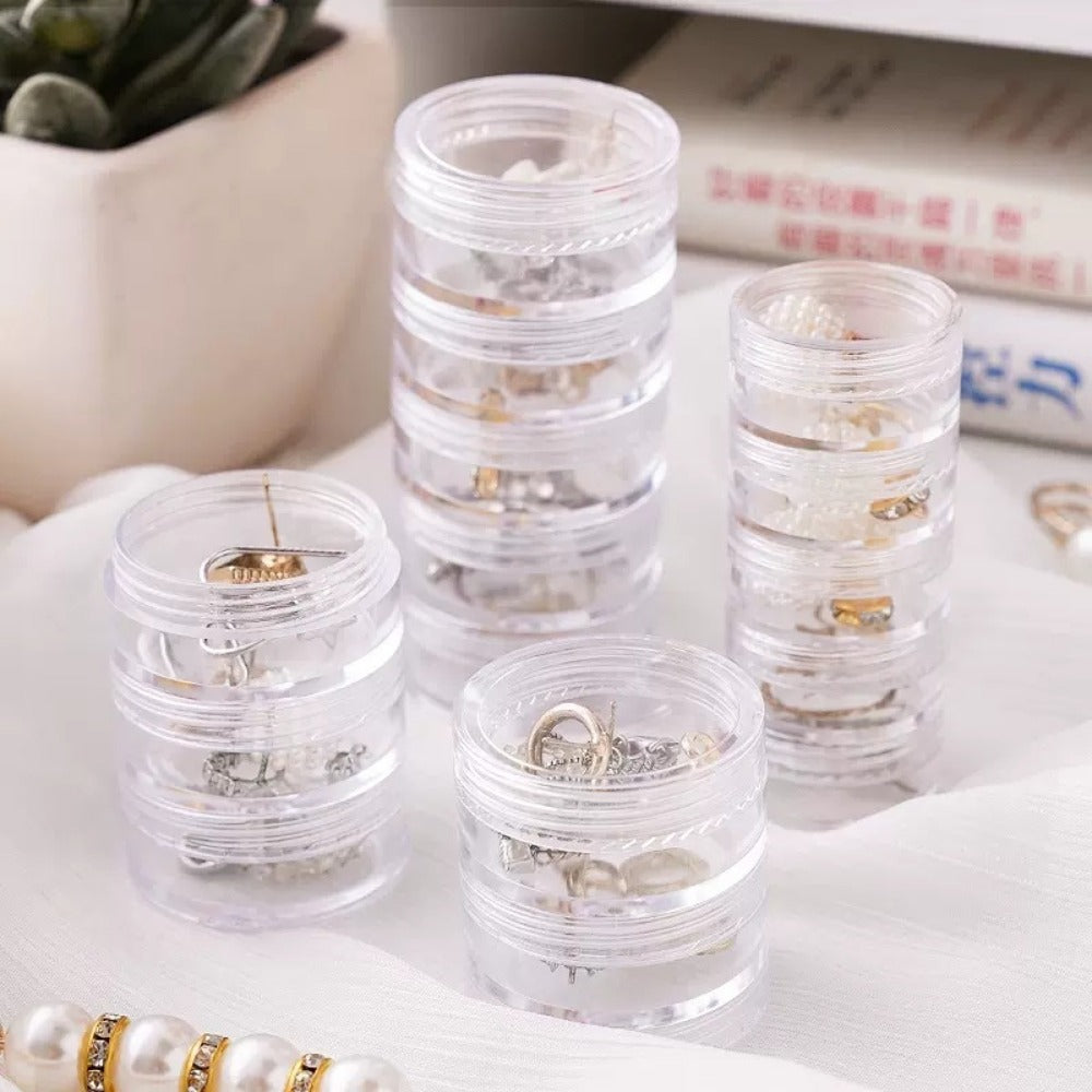Multi-Layer Portable Transparent Round Stackable Jewelry Storage Box for Rings, Necklaces, Earrings, and Nail Art Accessories with Anti-Oxidation Protection, Jewelry Organizers