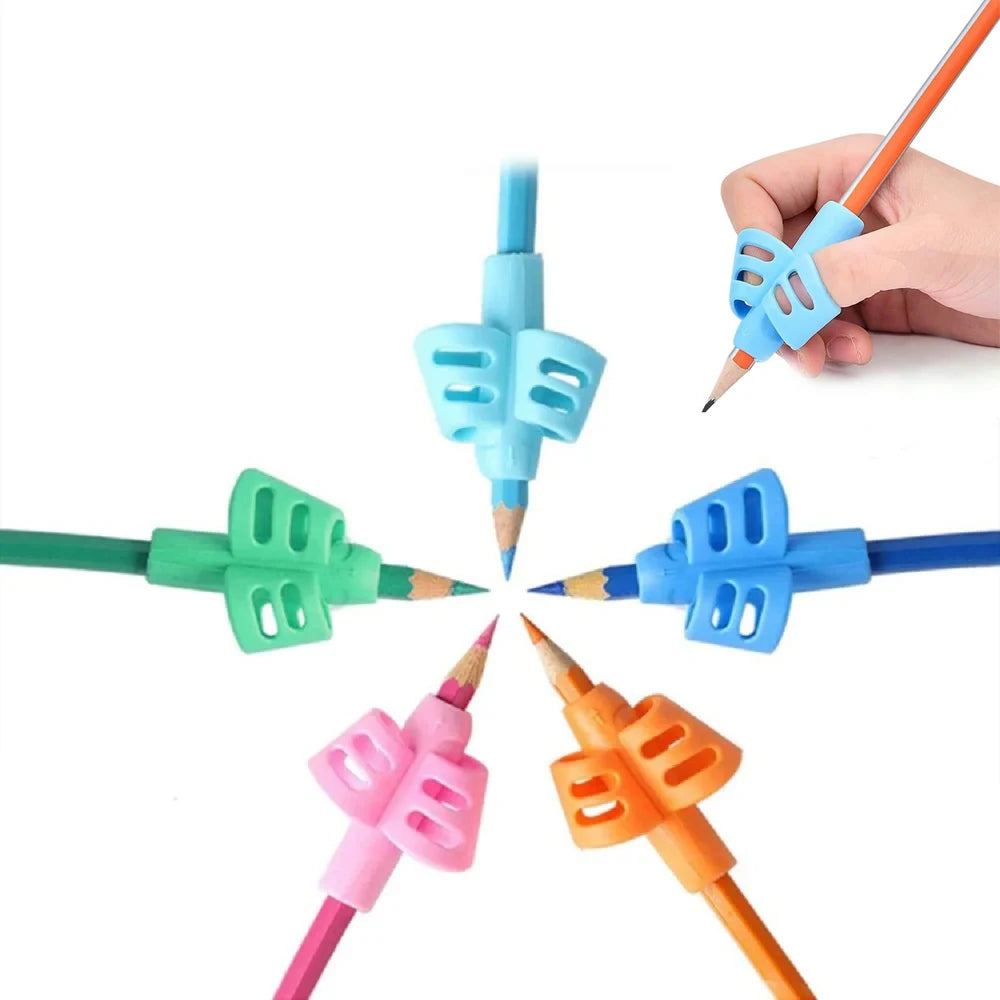 Silicone Pencil Grips Three Fingers Fixed Handwriting Posture Correction Grip Trainer Kids Pencil Holder Writing Aid Grip
