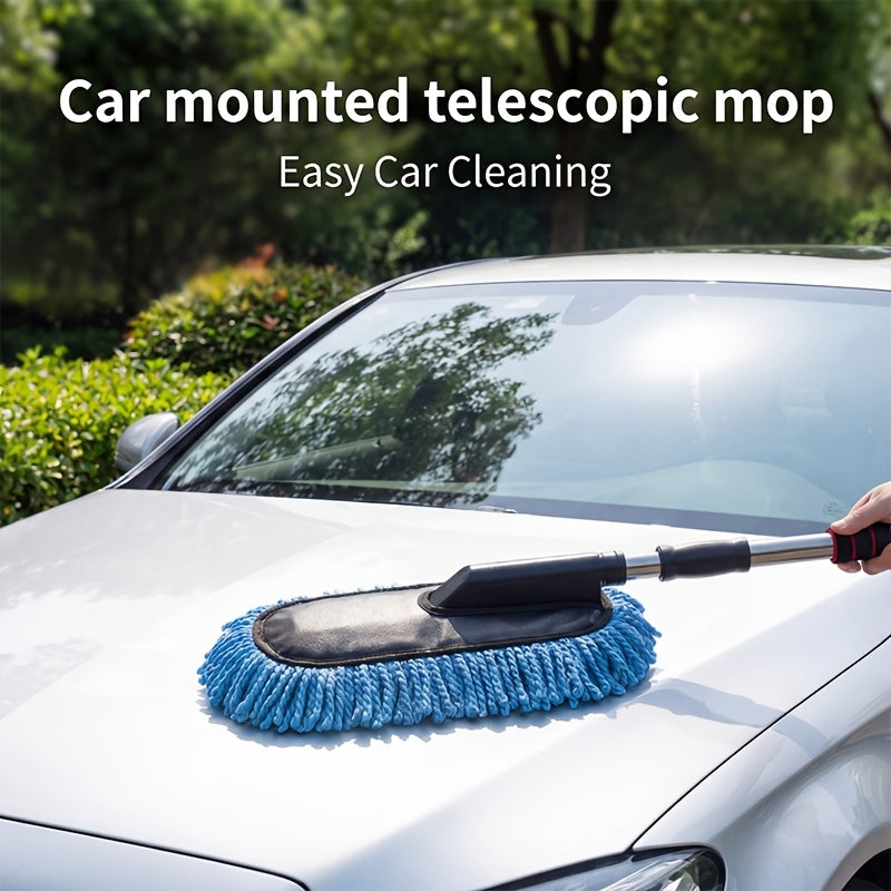 Car Specific Cleaning Brush with Extendable Handle, Thick Soft Bristles & Sponge Grip, Scratch-Free for Auto, Home, Yard & Glass Cleaning