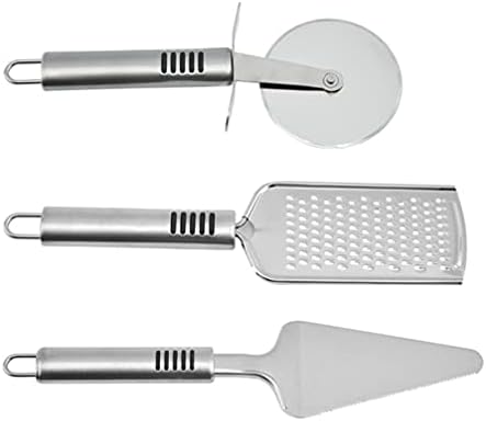 3 in 1 - Pizza cutter - cake server - Cheese grater . Pizza cutter set, pizza spatula, pizza cutter wheel, cheese planer, 3 pcs multi-functional combination set, which can be used for cutting and distributing various pizza cakes, grinding cheese, etc.
