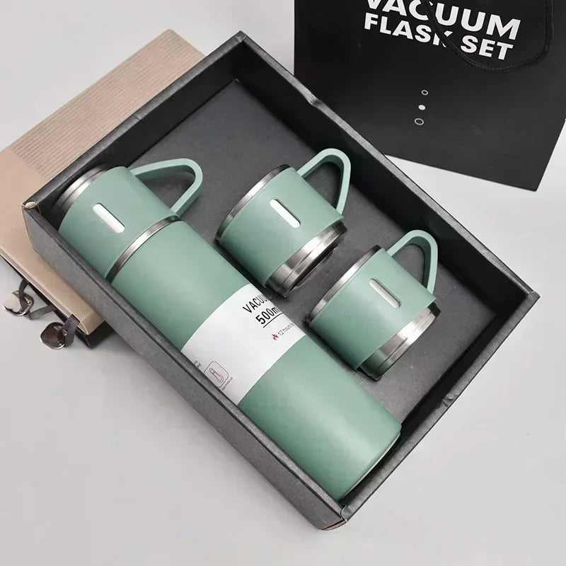 3 Cup Double-Layer Stainless Steel Vacuum Flask Set